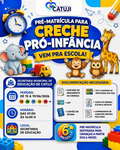 PRÉ-MATRÍCULA PARA CRECHE PRÓ-INFÂNCIA